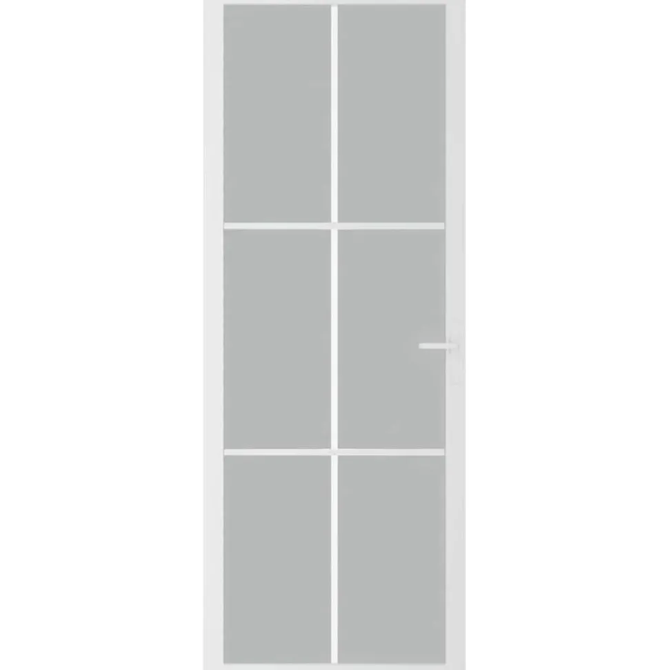 vidaXL Binnendeur 76x201,5 cm matglas en aluminium wit