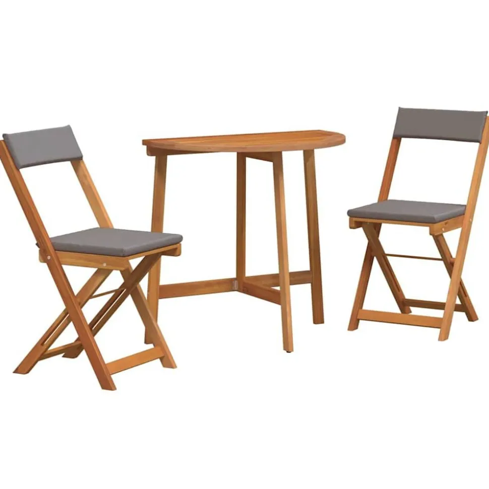 vidaXL Bistroset met kussen 3 pcs Olie naturel Massief Acaciahout