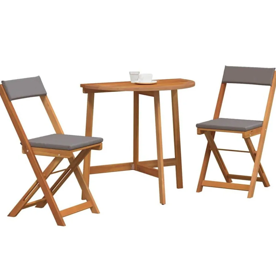 vidaXL Bistroset met kussen 3 pcs Olie naturel Massief Acaciahout