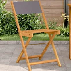 vidaXL Bistrostoelen 2 st massief acaciahout en stof antracietkleurig