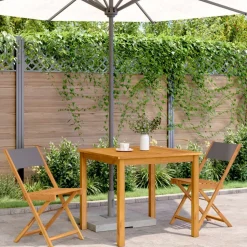 vidaXL Bistrostoelen 2 st massief acaciahout en stof antracietkleurig