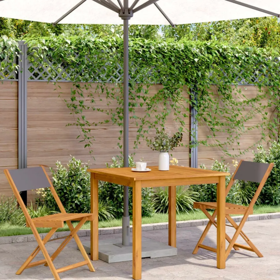vidaXL Bistrostoelen 2 st massief acaciahout en stof antracietkleurig