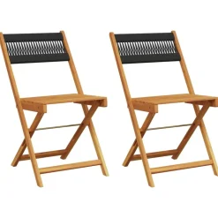 vidaXL Bistrostoelen 2 st massief acaciahout en touw zwart