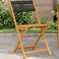 vidaXL Bistrostoelen 2 st massief acaciahout en touw zwart