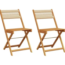 vidaXL Bistrostoelen 2 st massief acaciahout en touw beige