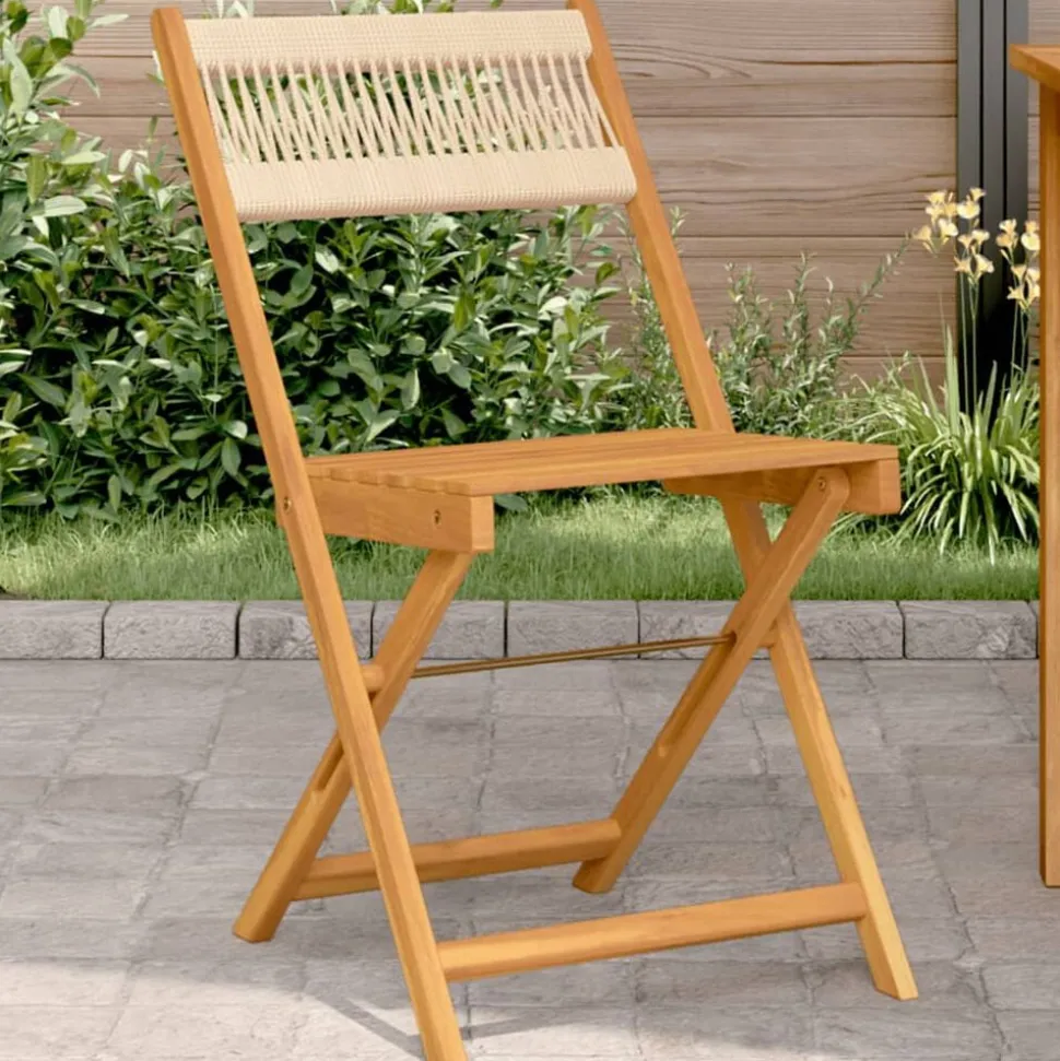vidaXL Bistrostoelen 2 st massief acaciahout en touw beige