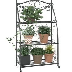 vidaXL Bloemenrek 56x30x96 cm staal zwart