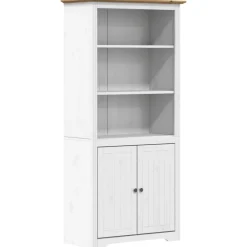 vidaXL Boekenkast BODO 82x40x173 cm massief grenenhout wit en bruin