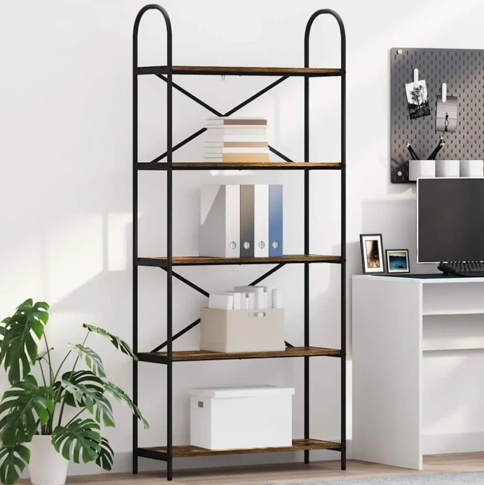 vidaXL Boekenkast Gerookt eiken 80 x 30 x 183 cm Bewerkt hout