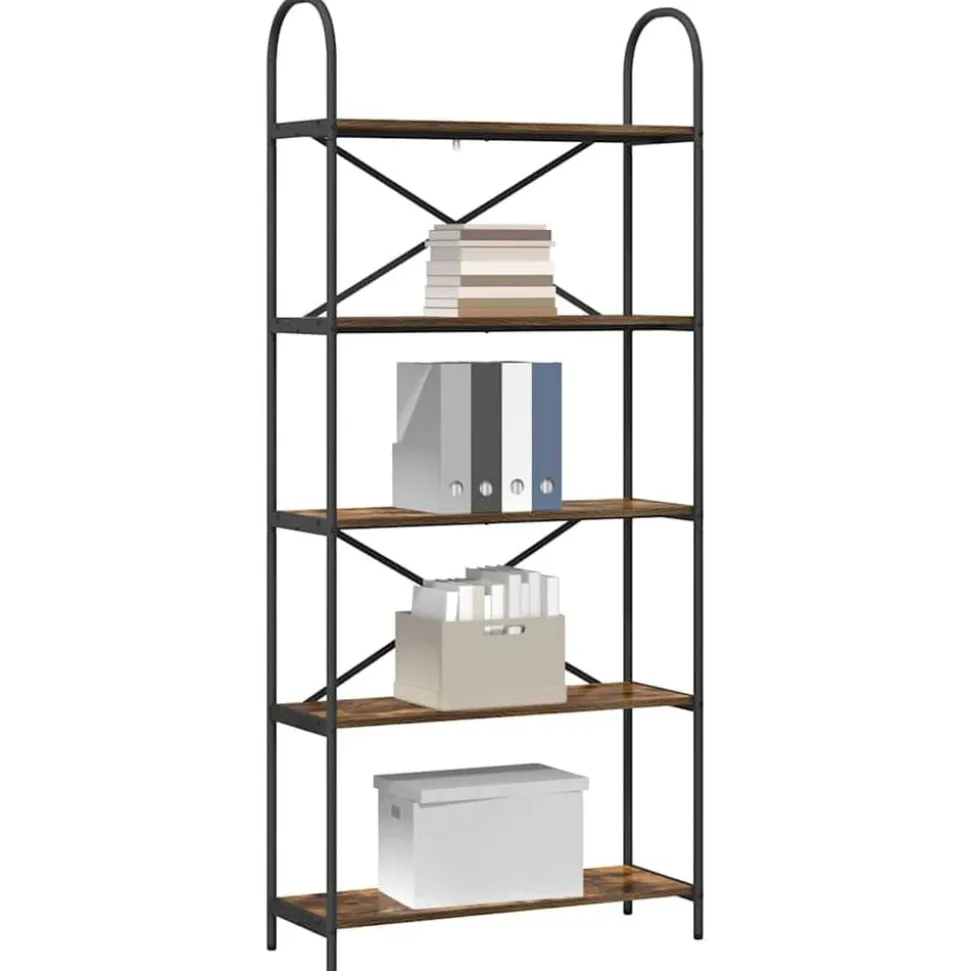 vidaXL Boekenkast Gerookt eiken 80 x 30 x 183 cm Bewerkt hout