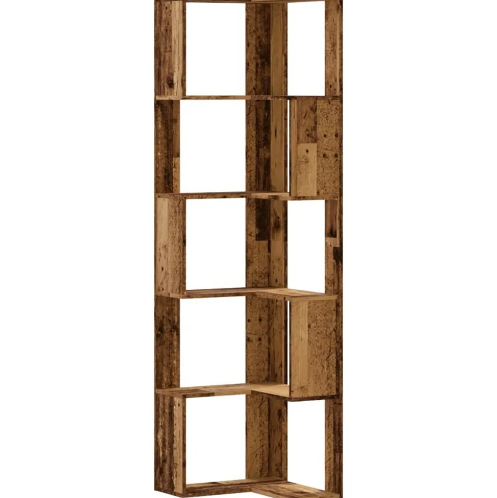 vidaXL Boekenkast 5-laags hoek 50x50x179 cm bewerkt hout oud houtkleur