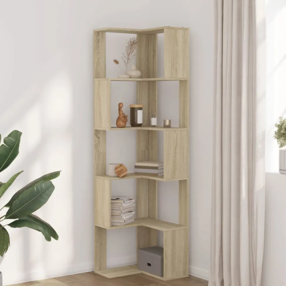 vidaXL Boekenkast 5-laags hoek 50x50x179 cm bewerkt hout sonoma eiken