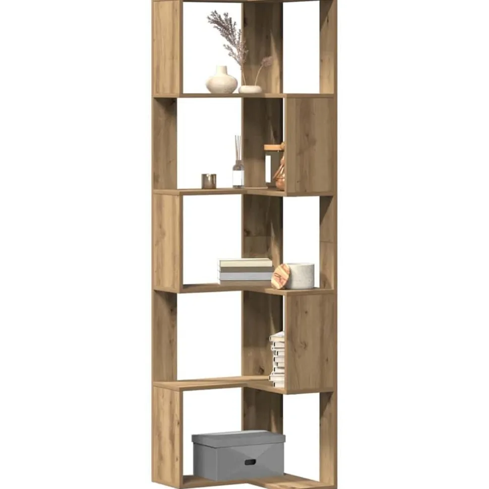 vidaXL Boekenkast 5-laags hoek 50x50x179 cm hout artisanaal eikenkleur