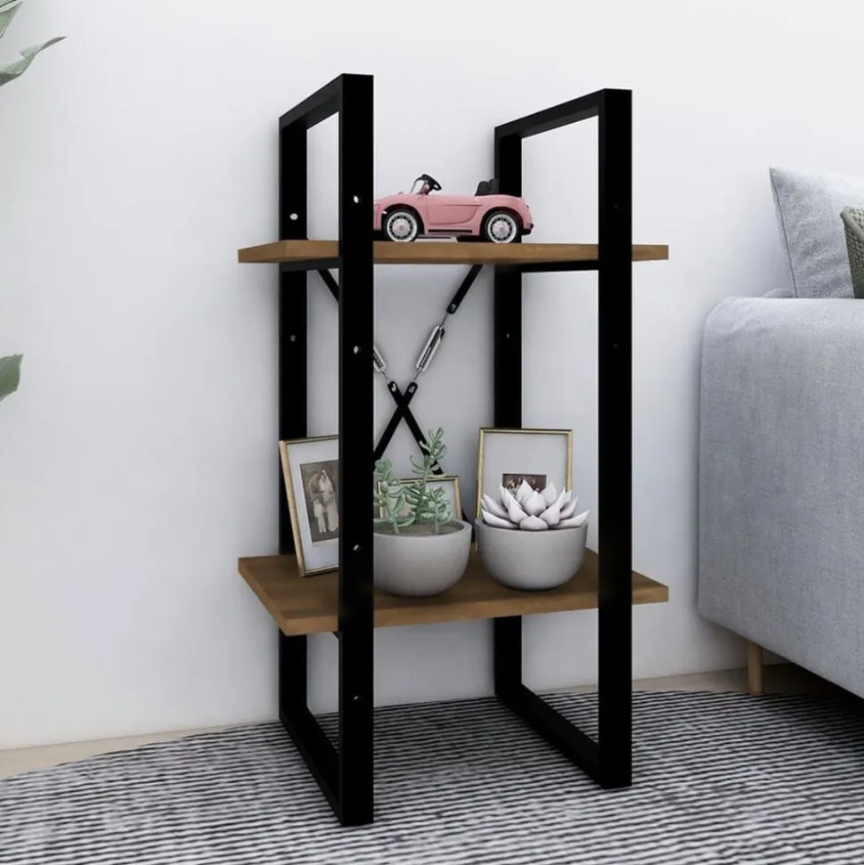 vidaXL Boekenkast 2-laags 40x30x70 cm bewerkt hout bruin eikenkleur