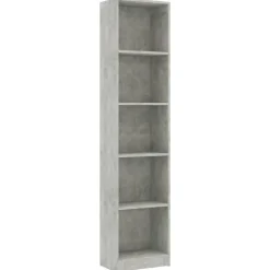 vidaXL Boekenkast met 5 schappen 40x24x175 cm bewerkt hout betongrijs