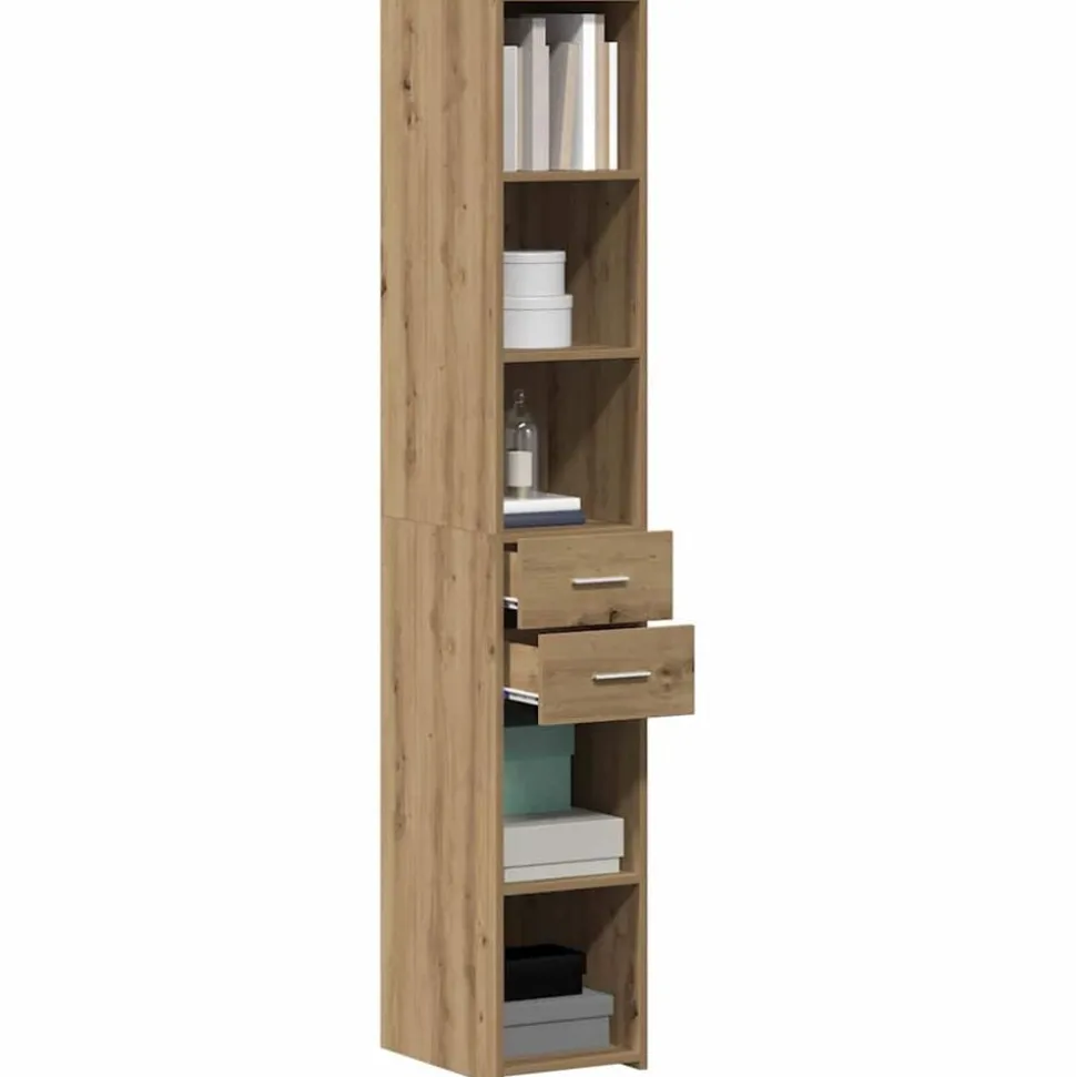 vidaXL Boekenkast met lade Artisan Eiken 30 x 42.4 x 185.2 cm