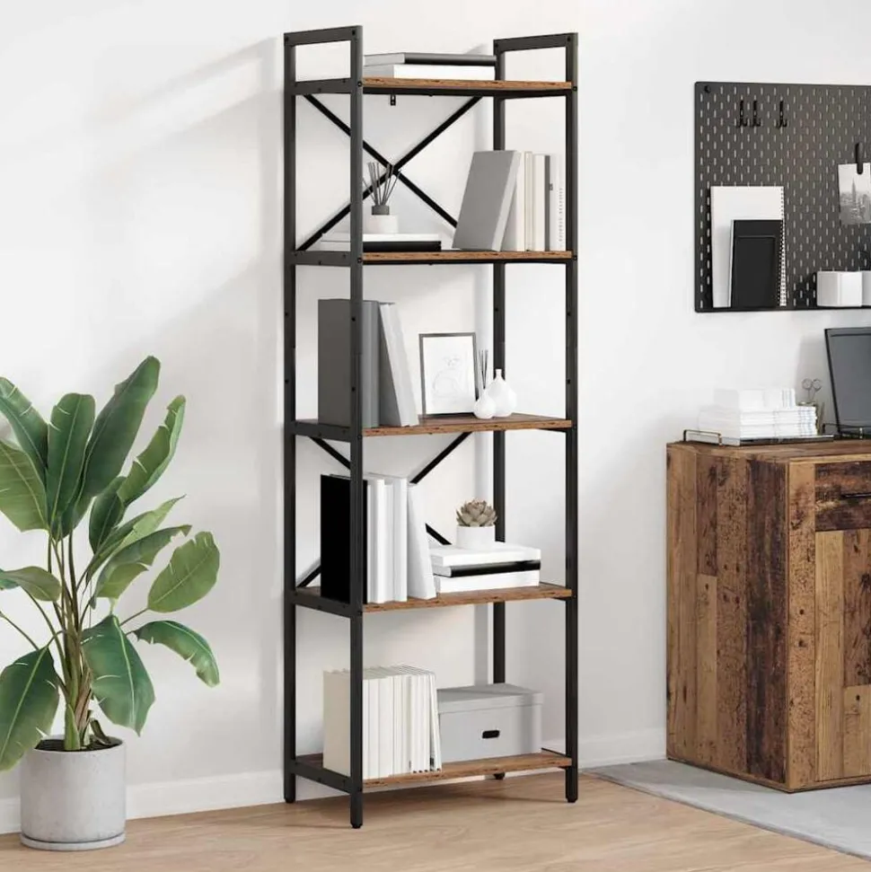 vidaXL Boekenkast Oud Hout 56 x 34 x 171 cm Bewerkt hout