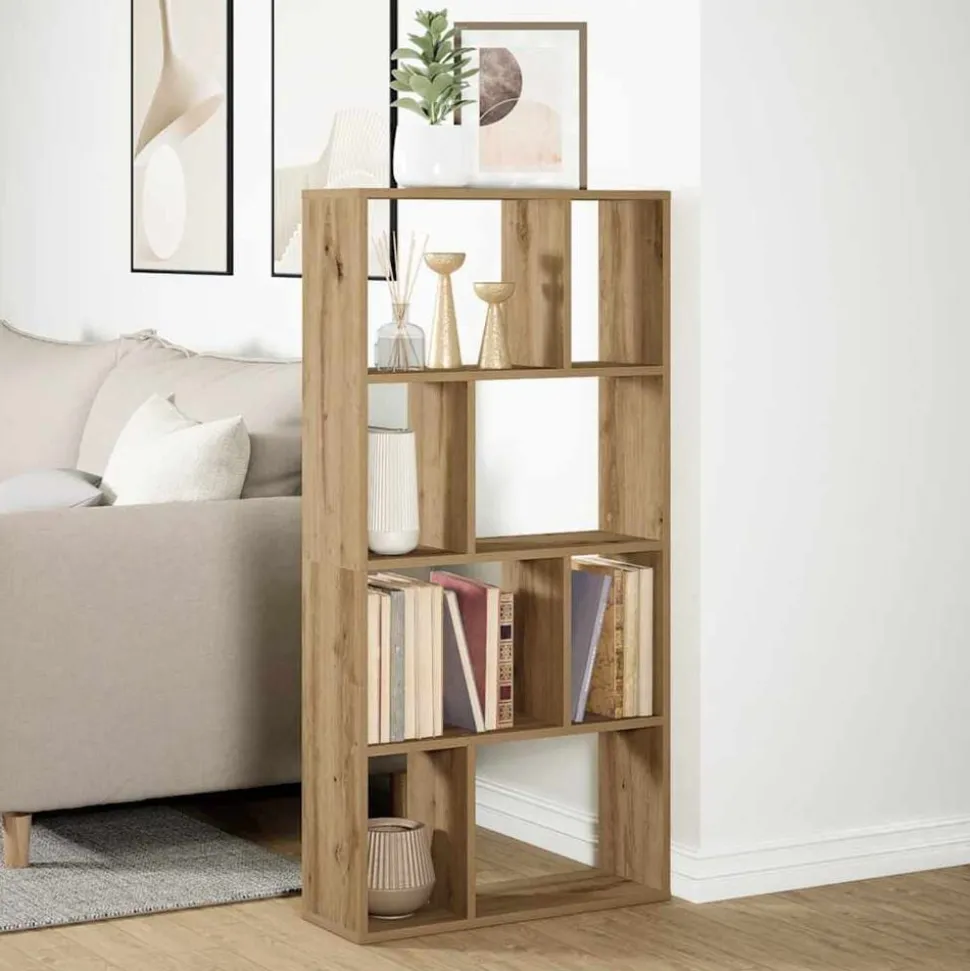vidaXL Boekenkast 60x20x120,5 cm bewerkt hout artisanaal eikenkleurig