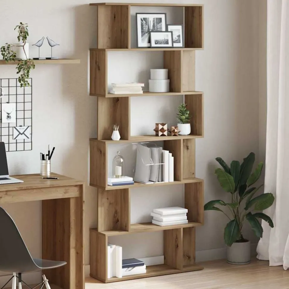 vidaXL Boekenkast 80x24x192 cm bewerkt hout artisanaal eikenkleur