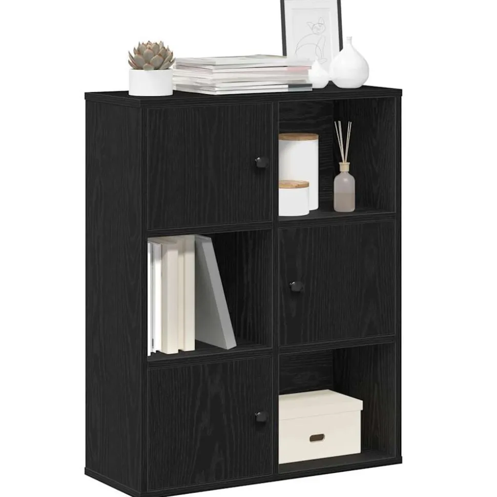 vidaXL Boekenkast 60x24x76,5 cm bewerkt hout zwart eikenkleurig