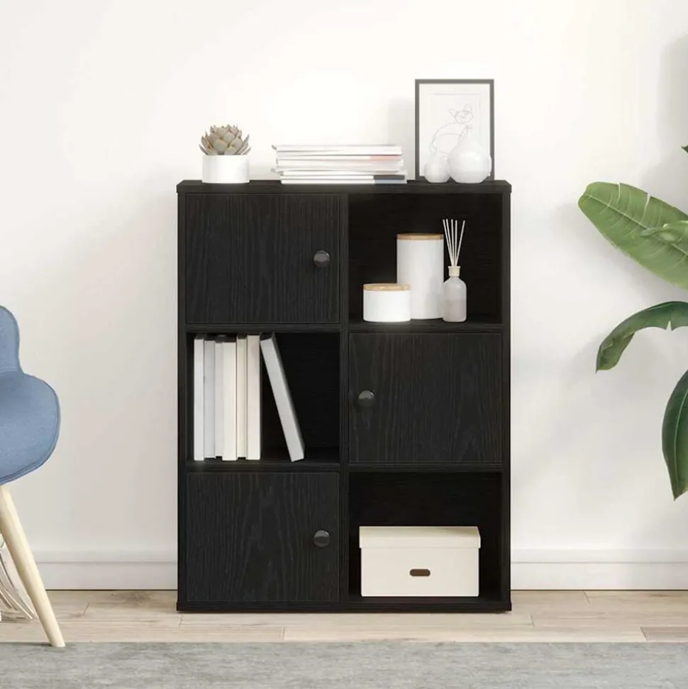 vidaXL Boekenkast 60x24x76,5 cm bewerkt hout zwart eikenkleurig