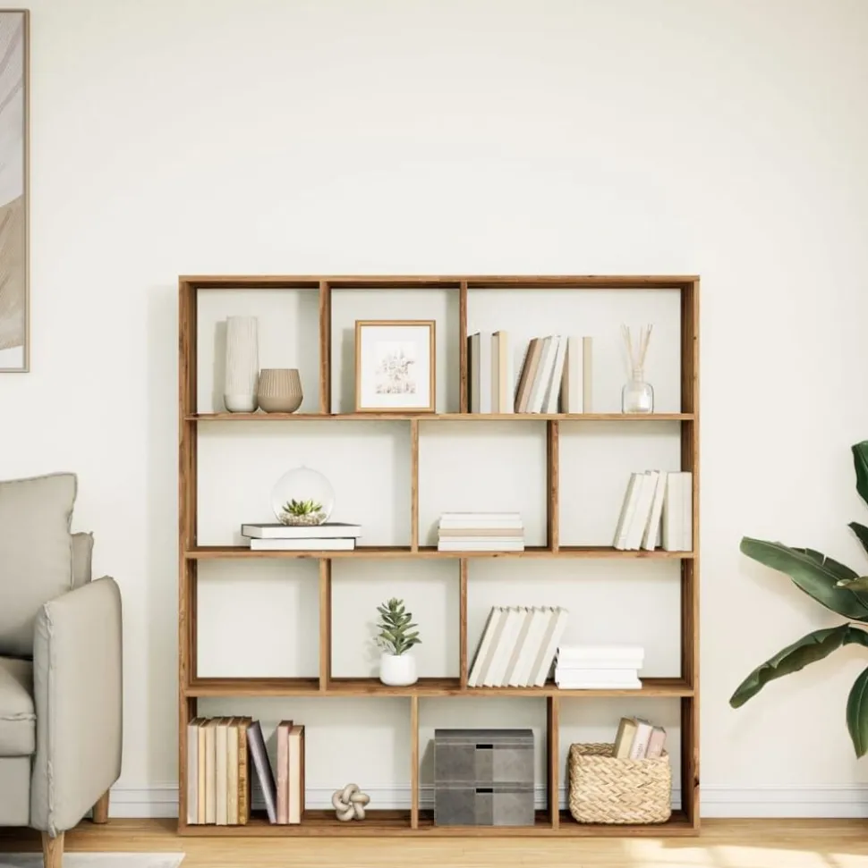 vidaXL Boekenkast 132x29x141,5 cm bewerkt hout artisanaal eikenkleur