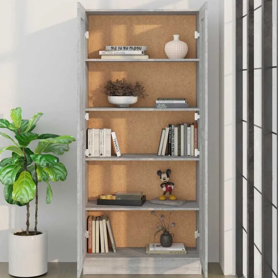 vidaXL Boekenkast 82,5x30,5x185,5 cm bewerkt hout grijs sonoma eiken
