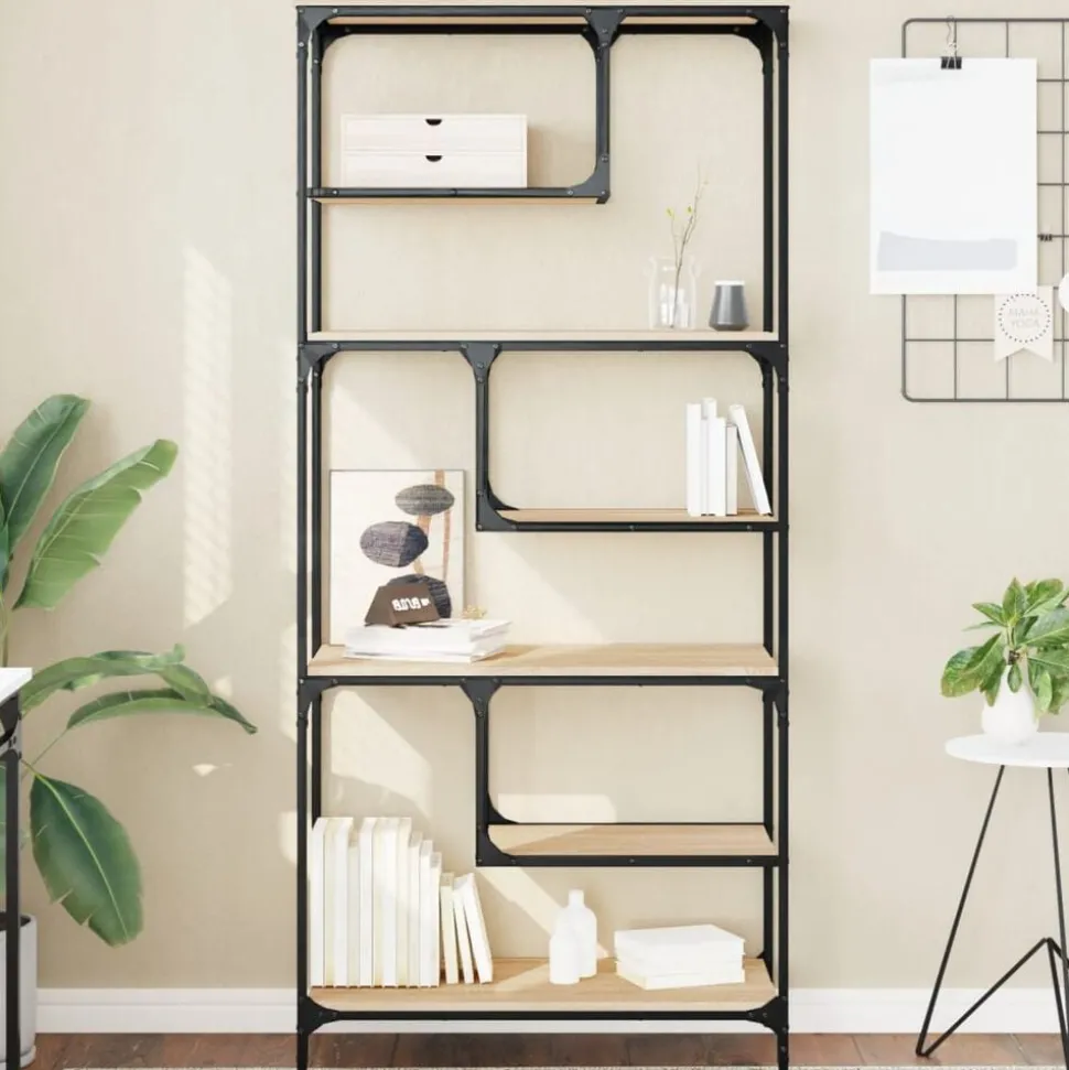 vidaXL Boekenkast 81x36x176 cm bewerkt hout sonoma eikenkleurig