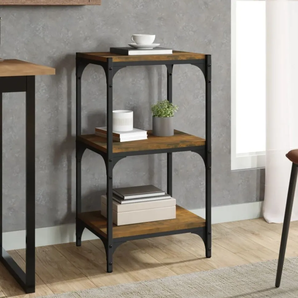 vidaXL Boekenkast 40x33x70,5 cm bewerkt hout en staal gerookt eiken