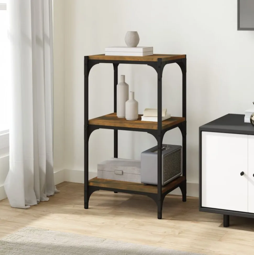 vidaXL Boekenkast 40x33x70,5 cm bewerkt hout en staal gerookt eiken