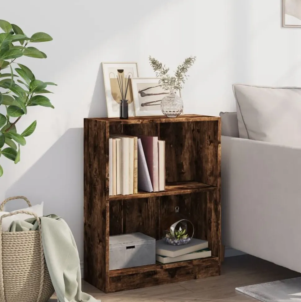 vidaXL Boekenkast 60x24x76 cm bewerkt hout gerookt eikenkleurig