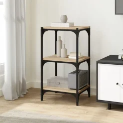 vidaXL Boekenkast 40x33x70,5 cm bewerkt hout en staal Sonoma eiken