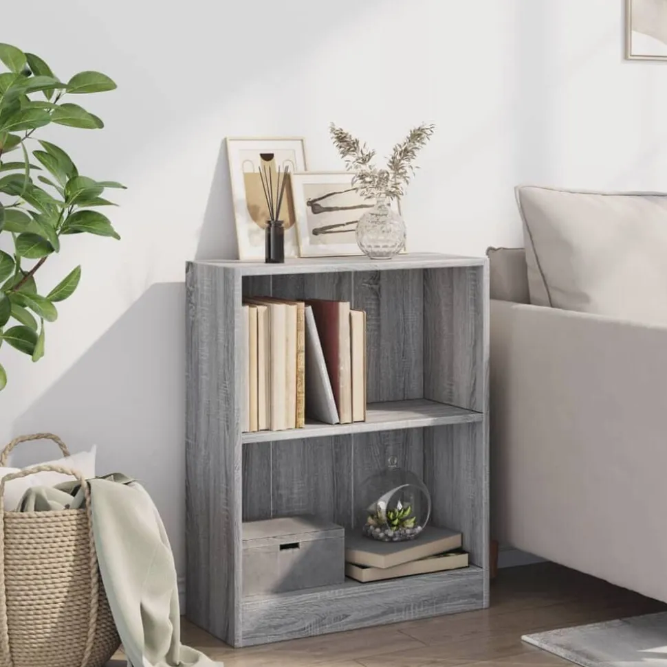 vidaXL Boekenkast 60x24x76 cm bewerkt hout grijs sonoma eikenkleurig
