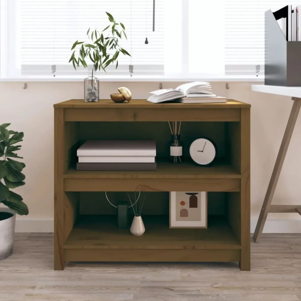 vidaXL Boekenkast 80x35x68 cm massief grenenhout honingbruin