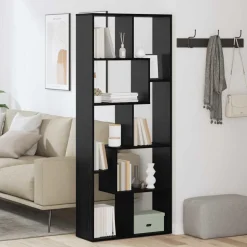 vidaXL Boekenkast Zwart Eiken 67 x 25 x 162 cm Bewerkt hout