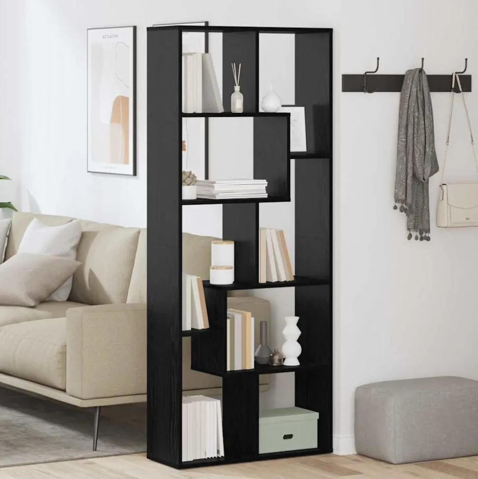 vidaXL Boekenkast Zwart Eiken 67 x 25 x 162 cm Bewerkt hout