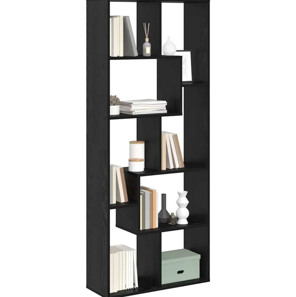 vidaXL Boekenkast Zwart Eiken 67 x 25 x 162 cm Bewerkt hout