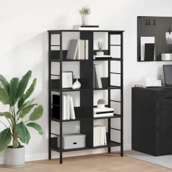 vidaXL Boekenkast Zwart Eiken 82 x 32 x 144,5 cm Bewerkt hout
