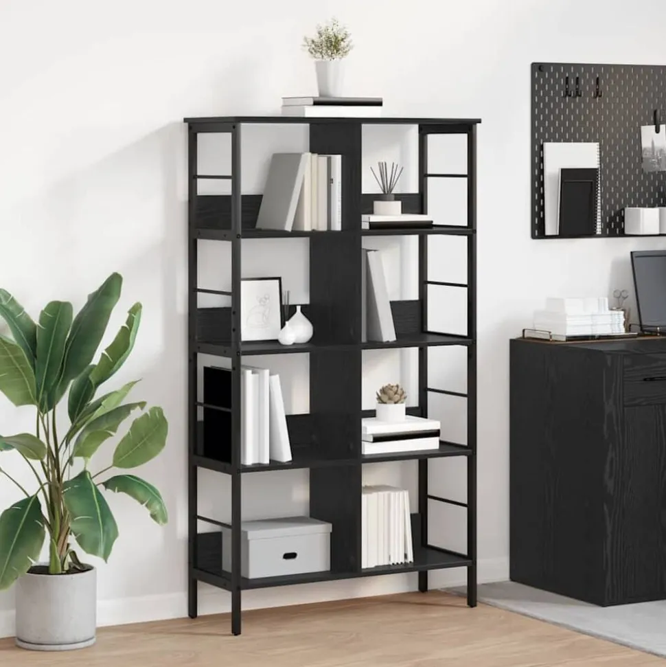 vidaXL Boekenkast Zwart Eiken 82 x 32 x 144,5 cm Bewerkt hout