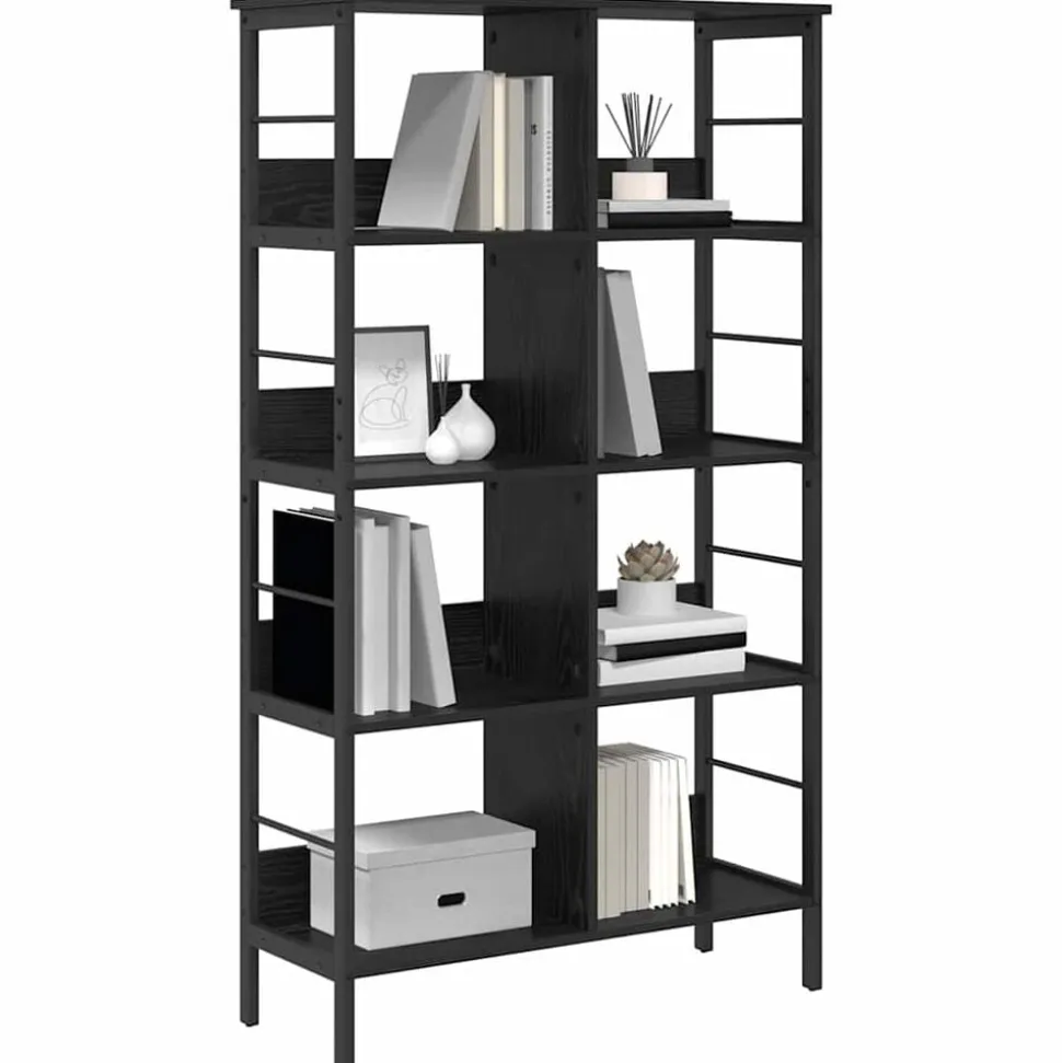 vidaXL Boekenkast Zwart Eiken 82 x 32 x 144,5 cm Bewerkt hout