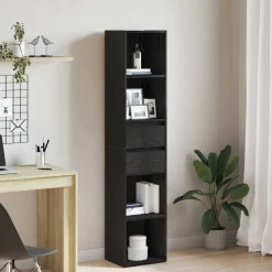 vidaXL Boekenkast Zwart Eiken 36 x 30 x 171 cm Bewerkt hout
