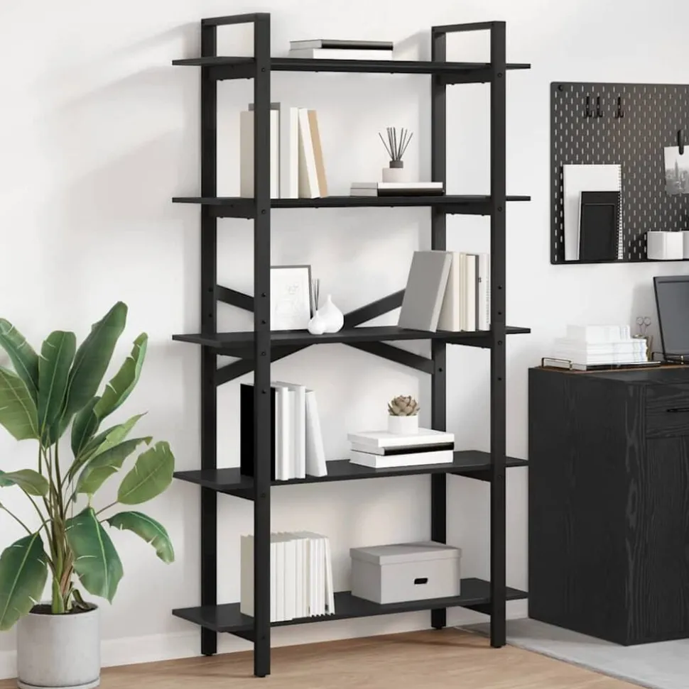 vidaXL Boekenkast Zwart Eiken 100 x 33,5 x 178 cm Bewerkt hout