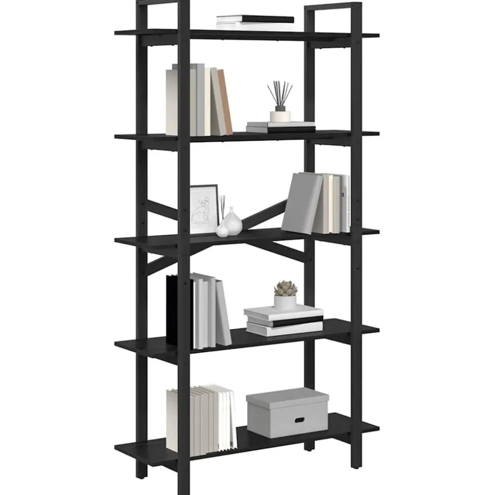 vidaXL Boekenkast Zwart Eiken 100 x 33,5 x 178 cm Bewerkt hout