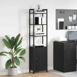 vidaXL Boekenkast Zwart Eiken 40 x 24 x 161 cm Bewerkt hout