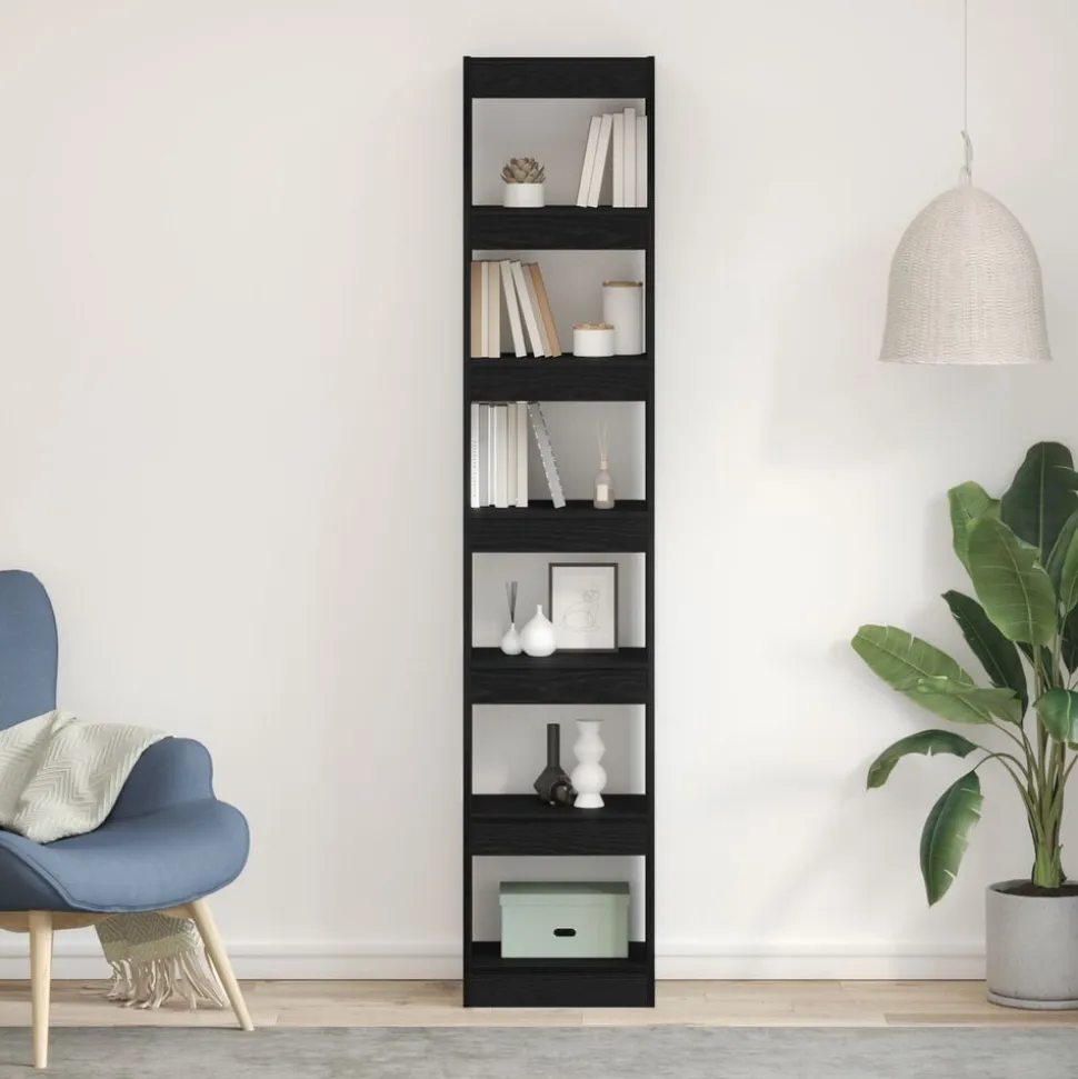vidaXL Boekenkast Zwart Eiken 40 x 30 x 198 cm Bewerkt hout