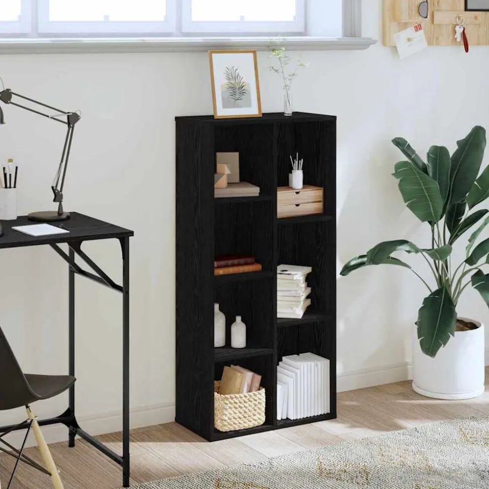 vidaXL Boekenkast Zwart Eiken 50 x 25 x 102 cm