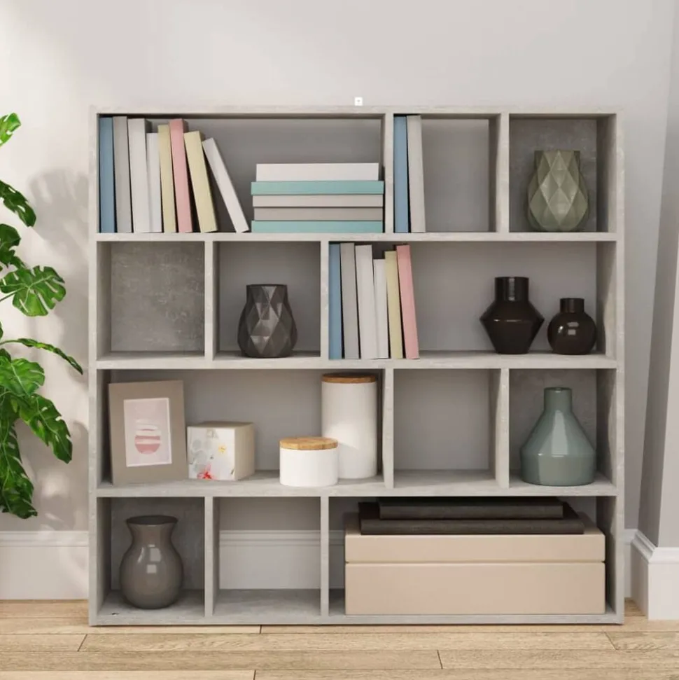 vidaXL Boekenkast/kamerscherm 105x24x102 cm betongrijs