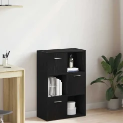 vidaXL Boekenkast/kamerverdeler zwart eiken 60,5x30x90cm bewerkt hout