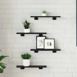 vidaXL Boekenplank Bord 4 pcs Zwart 40 x 10 x 1,5 cm Bewerkt hout