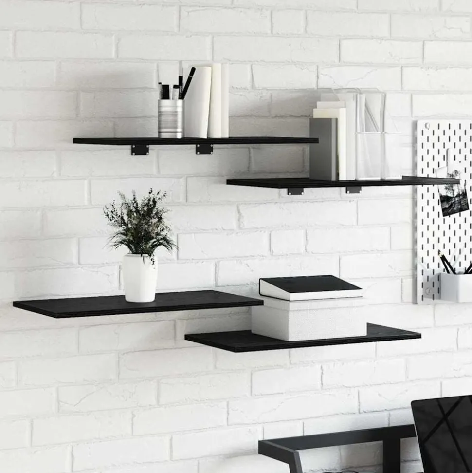 vidaXL Boekenplank Bord 4 pcs Zwart 60 x 30 x 1,5 cm Bewerkt hout